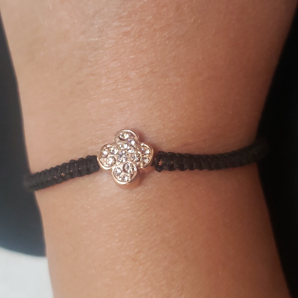 Rose Gold Clover Pave Adjustable Bracelet